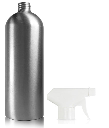 1 Litre Aluminium Bottle With White Trigger Spray