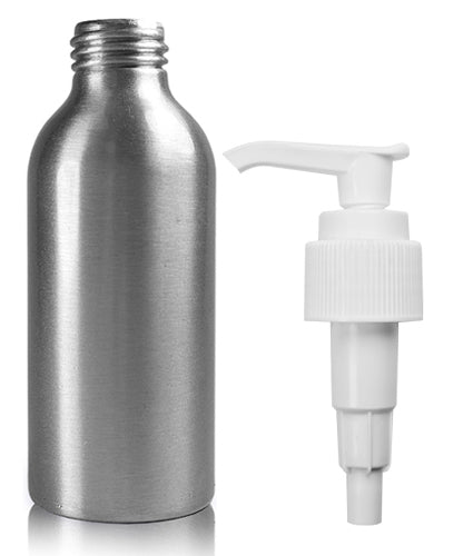 125ml Aluminium Bottle With White Lotion Pump (