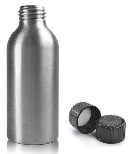 125ml Aluminium Bottle With Black Screw Cap