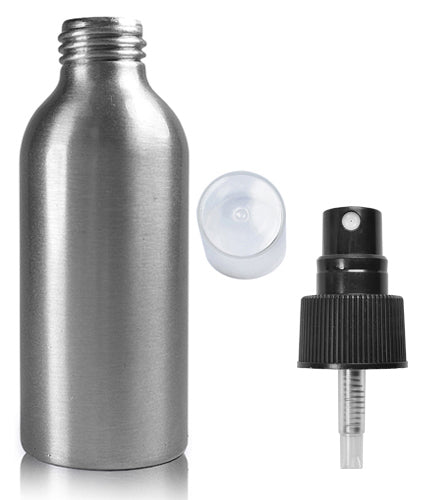 125ml Aluminium Bottle With Standard Black Atomiser Spray