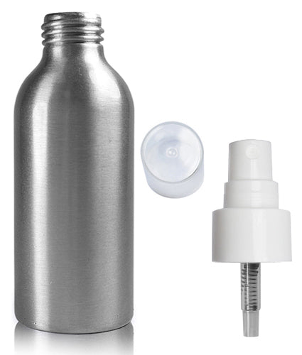 125ml Aluminium Bottle With Smooth White Atomiser Spray