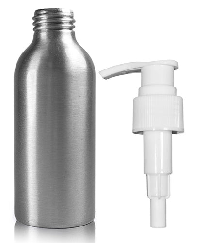 125ml Aluminium Bottle With White Lotion Pump