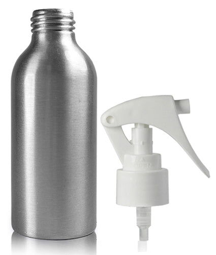 125ml Aluminium Bottle With White Mini Trigger Spray