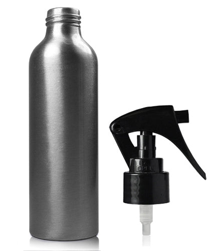 150ml Brushed Aluminium Bottle With Black Mini Trigger Spray