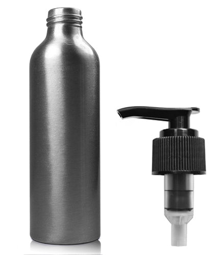 150ml Brushed Aluminium Bottle With Black Lotion Pump