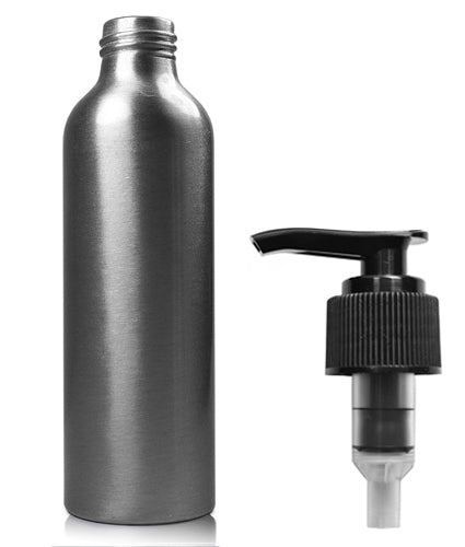 150ml Brushed Aluminium Bottle With Black Lotion Pump