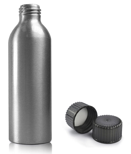 150ml Aluminium Bottle With Black Screw Cap