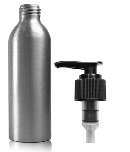 150ml Aluminium Bottle With Black Lotion Pump