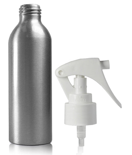 150ml Aluminium Bottle With White Mini Trigger Spray