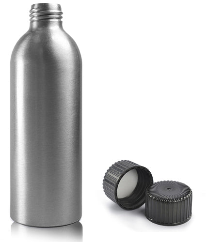 200ml Aluminium Bottle With Black Screw Cap