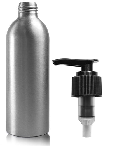 200ml Aluminium Bottle With Black Lotion Pump