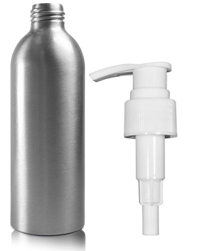 200ml Aluminium Bottle With White Lotion Pump