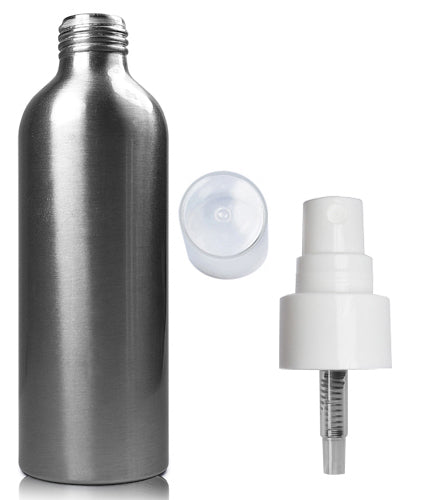 200ml Brushed Aluminium Bottle With White Spray