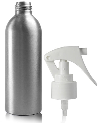 200ml Aluminium Bottle With White Mini Trigger Spray