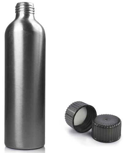 250ml Brushed Aluminium Bottle With Plastic Cap