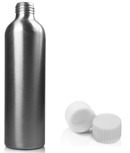 250ml Brushed Aluminium Bottle With Plastic Cap