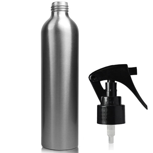 300ml Aluminium Bottle With Black Mini Trigger Spray