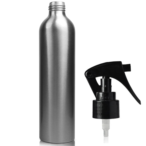 300ml Aluminium Bottle With Black Mini Trigger Spray 