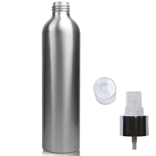 300ml Aluminium Bottle With Natural & Silver Atomiser Spray