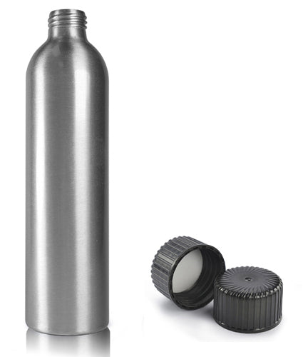 300ml Aluminium Bottle With Black Screw Cap