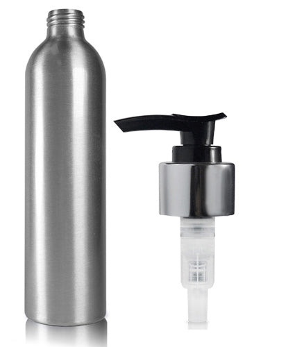 300ml Aluminium Bottle With Premium Black & Silver Lotion Pump