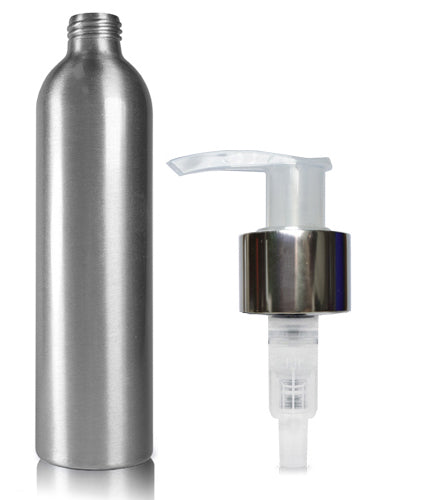 300ml Aluminium Bottle With Premium Natural & Silver Lotion Pump