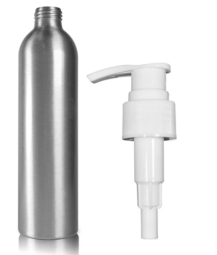 300ml Aluminium Bottle With White Lotion Pump 