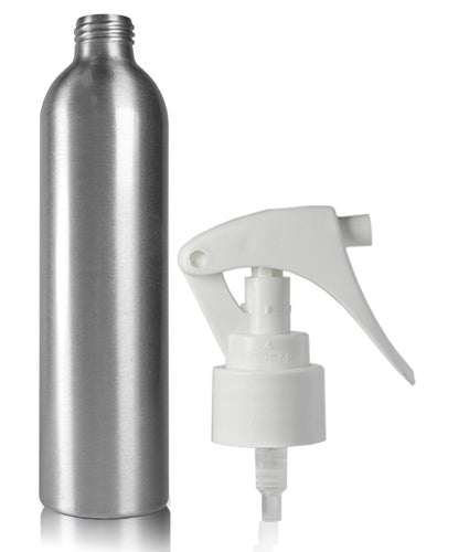 300ml Aluminium Bottle With White Mini Trigger Spray