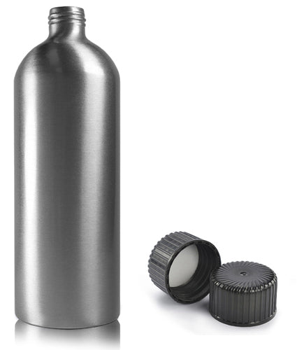 500ml Aluminium Bottle With Black Screw Cap