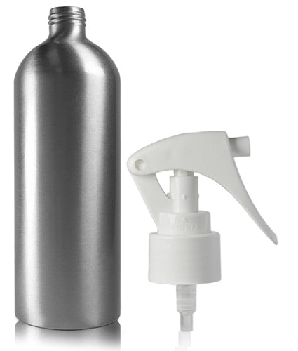 500ml Aluminium Bottle With White Mini Trigger Spray