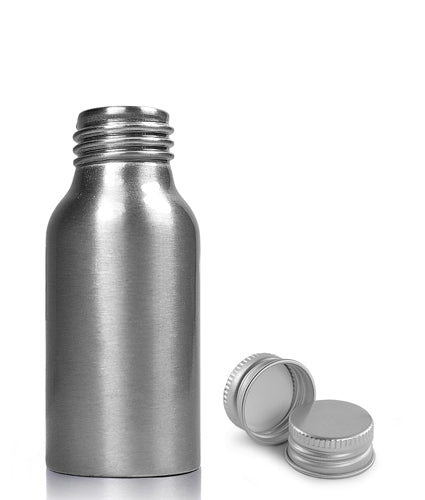 50ml Brushed Aluminium Bottle With Metal Cap
