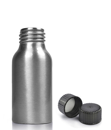 50ml Brushed Aluminium Bottle With Plastic Cap