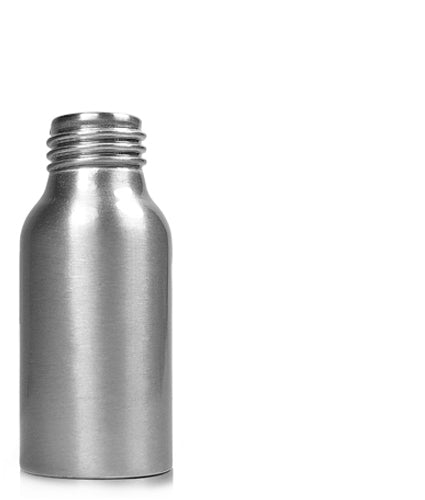 50ml Brushed Aluminium Bottle With Black Screw Cap