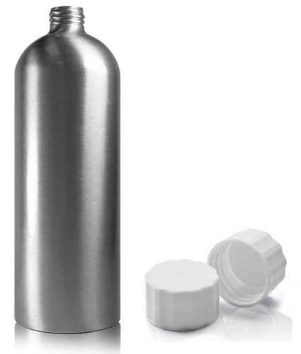 1 Litre Aluminium Bottle With White Screw Cap