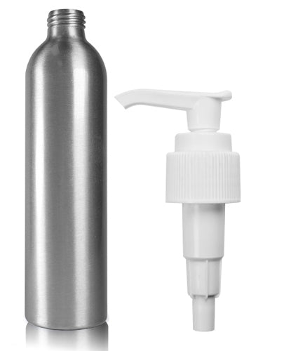 300ml Aluminium Bottle With White Lotion Pump 